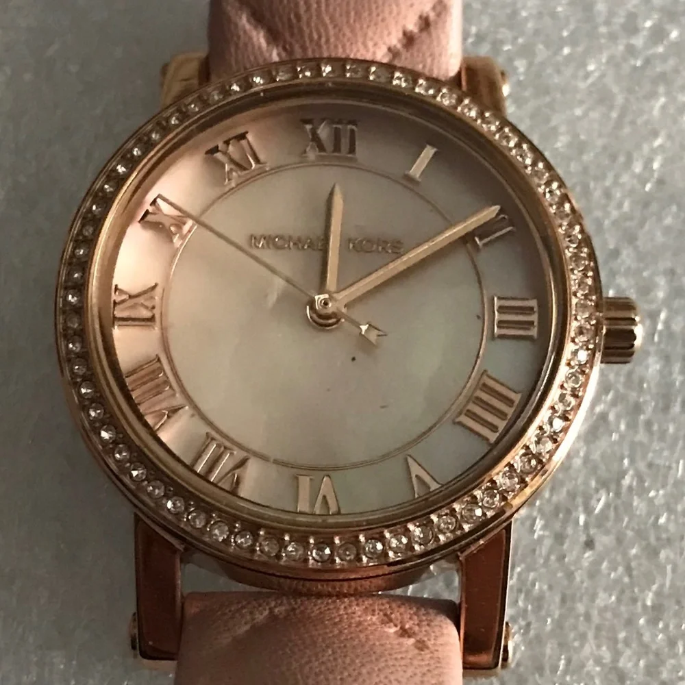 Michael Kors Petite Norie Pave Rose Gold Tone Mother of Pearl Dial Ladies Watch